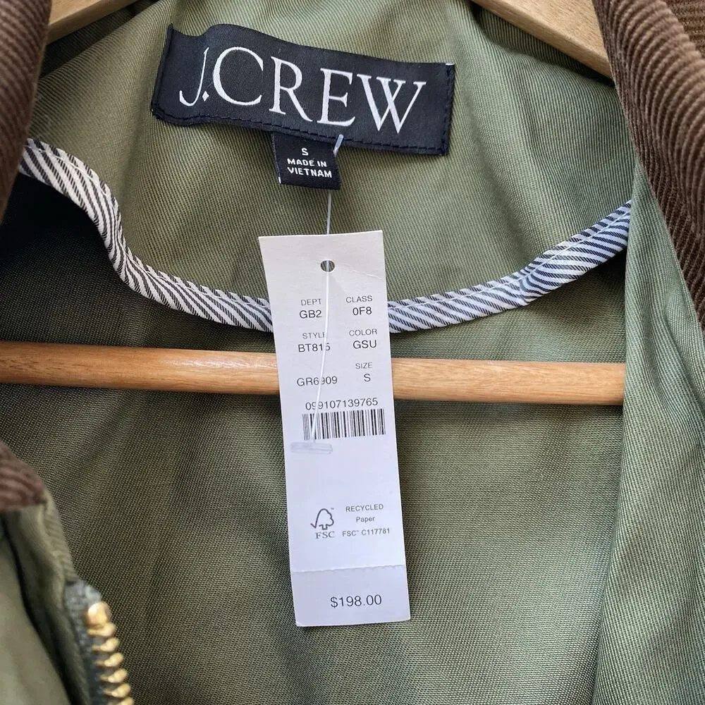 NWT J. Crew Heritage Barn Jacket Green Waxed Canvas Twill Womens S Chore Coat - Picture 11 of 16
